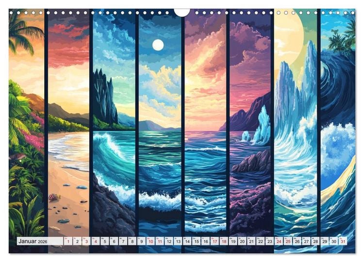 Produktbild: Landschaften in bunten Fragmenten (Wandkalender 2026 DIN A3 quer), CALVENDO Monatskalender