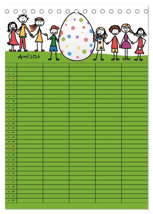 Produktbild: Fr&ouml;hlicher Familienplaner (Tischkalender 2026 DIN A5 hoch), CALVENDO Monatskalender