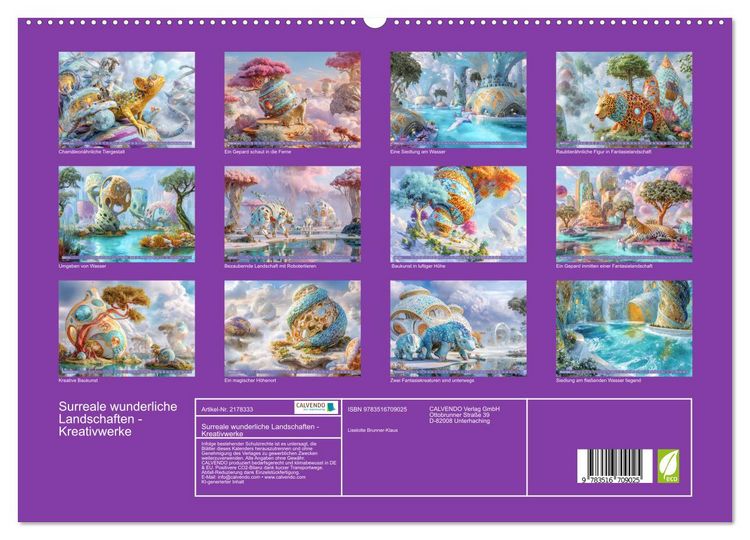Produktbild: Surreale wunderliche Landschaften - Kreativwerke (hochwertiger Premium Wandkalender 2026 DIN A2 quer), Kunstdruck in Hochglanz