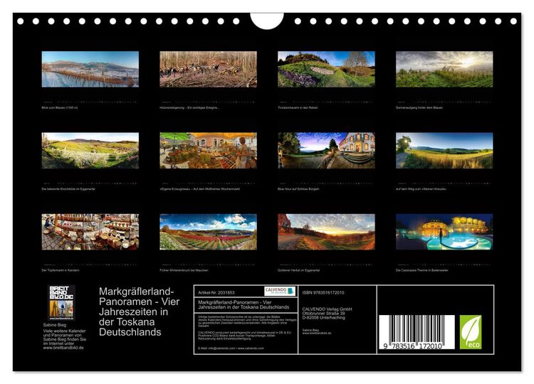 Produktbild: Markgr&auml;flerland-Panoramen - Vier Jahreszeiten in der Toskana Deutschlands (Wandkalender 2026 DIN A4 quer), CALVENDO Monatskalender