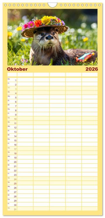 Produktbild: Familienplaner 2026 - Modische Welle im Fischotter-Land. Charme und Stil mit 5 Spalten (Wandkalender, 21 x 45 cm) CALVENDO