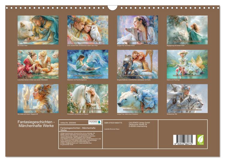 Produktbild: Fantasiegeschichten - M&auml;rchenhafte Werke (Wandkalender 2026 DIN A3 quer), CALVENDO Monatskalender