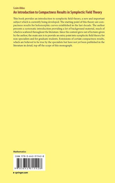 Produktbild: An Introduction to Compactness Results in Symplectic Field Theory