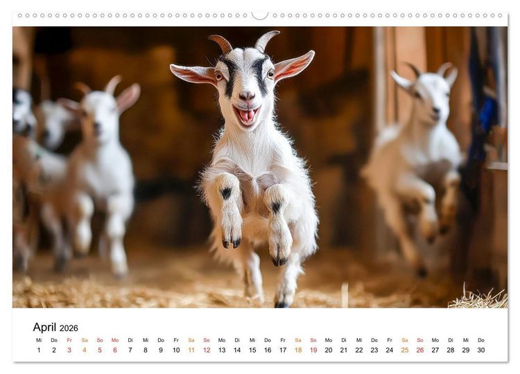 Produktbild: Ziegen - Bocksprung durch das Jahr (Wandkalender 2026 DIN A2 quer), CALVENDO Monatskalender