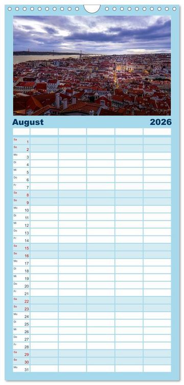 Produktbild: Familienplaner 2026 - Eine Stadt voller Charme - Lissabon mit 5 Spalten (Wandkalender, 21 x 45 cm) CALVENDO
