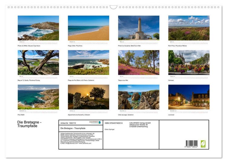 Produktbild: Die Bretagne - Traumpfade (Wandkalender 2026 DIN A2 quer), CALVENDO Monatskalender