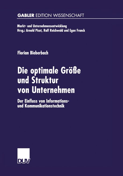 Produktbild: Die optimale Gr&ouml;&szlig;e und Struktur von Unternehmen