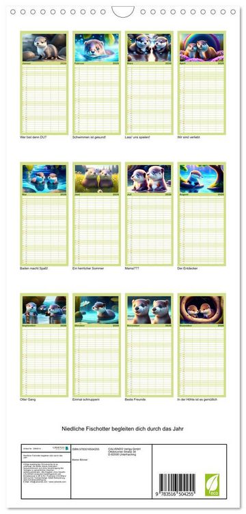 Produktbild: Familienplaner 2026 - Niedliche Fischotter begleiten dich durch das Jahr mit 5 Spalten (Wandkalender, 21 x 45 cm) CALVENDO