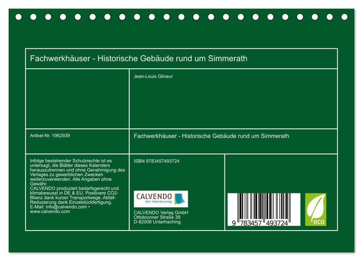 Produktbild: Fachwerkh&auml;user - Historische Geb&auml;ude rund um Simmerath (Tischkalender 2026 DIN A5 quer), CALVENDO Monatskalender
