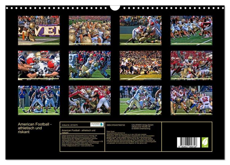 Produktbild: American Football - athletisch und riskant (Wandkalender 2026 DIN A3 quer), CALVENDO Monatskalender