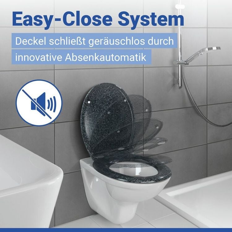 Produktbild: WC Sitz Mod. Ottana Granit, Toilettendeckel mit Absenkautomatik