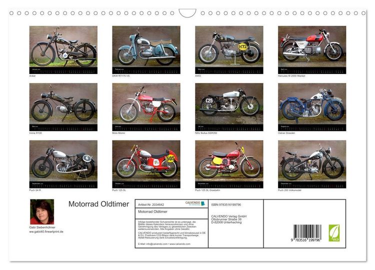 Produktbild: Motorrad Oldtimer (Wandkalender 2026 DIN A3 quer), CALVENDO Monatskalender