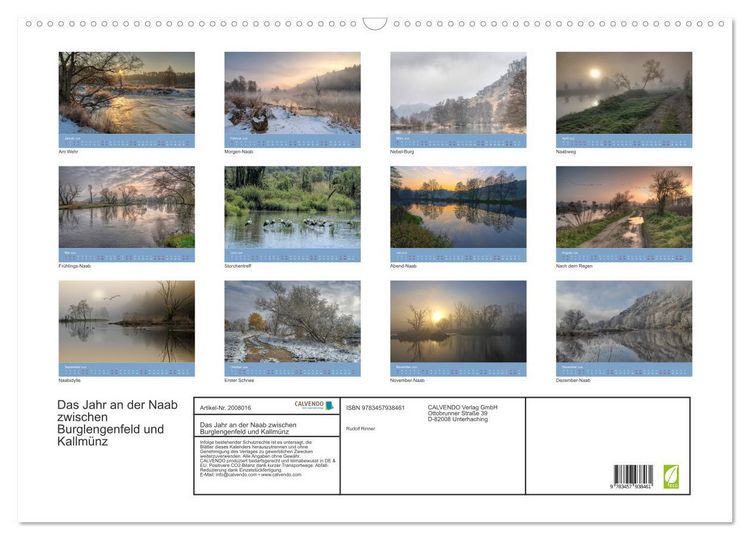 Produktbild: Das Jahr an der Naab zwischen Burglengenfeld und Kallm&uuml;nz (Wandkalender 2026 DIN A2 quer), CALVENDO Monatskalender