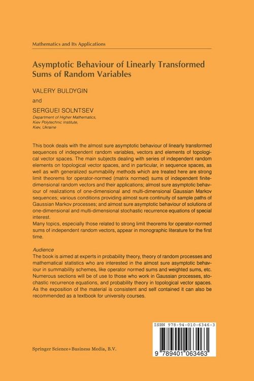 Produktbild: Asymptotic Behaviour of Linearly Transformed Sums of Random Variables
