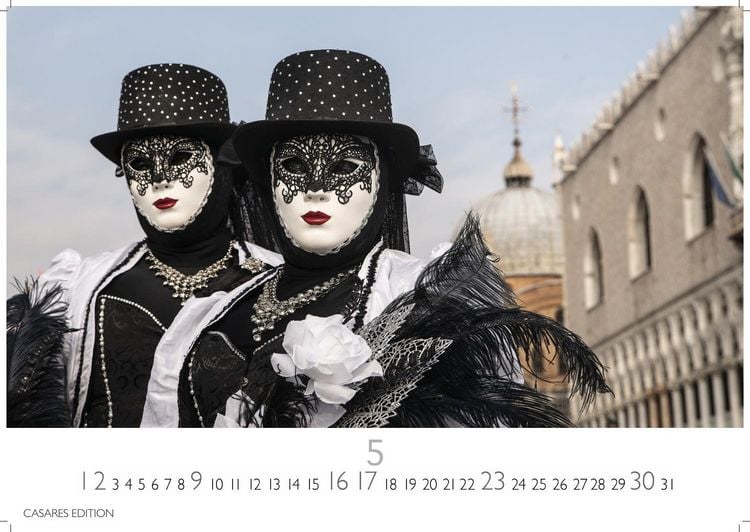 Produktbild: Venedig Karneval Kalender 2027 &ndash; Wandkalender | Fotokalender Italien 24x35 cm -. mit Karneval-Fotos, fantasievollen Masken und Kost&uuml;men
