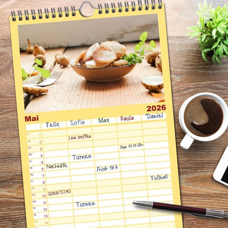 Produktbild: Familienplaner 2026 - K&ouml;stliche Topinambur mit 5 Spalten (Wandkalender, 21 x 45 cm) CALVENDO