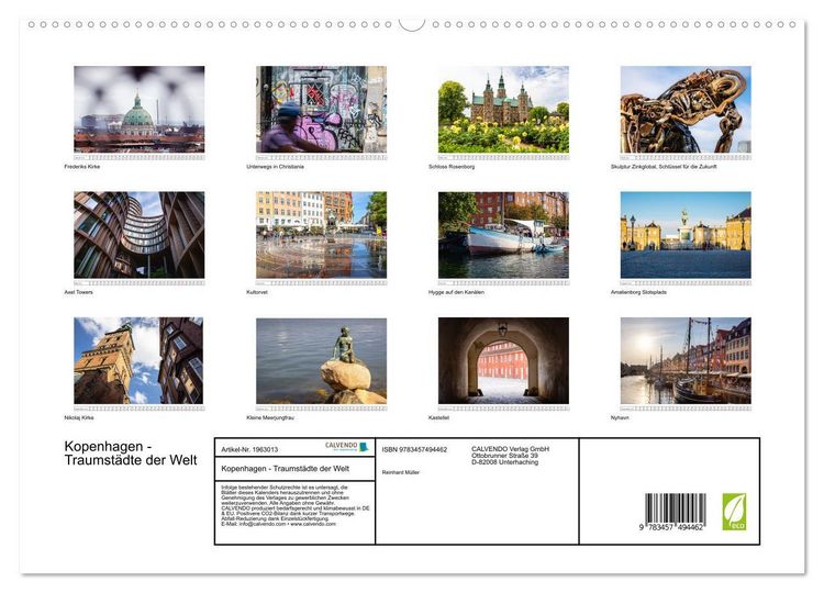 Produktbild: Kopenhagen - Traumst&auml;dte der Welt (hochwertiger Premium Wandkalender 2026 DIN A2 quer), Kunstdruck in Hochglanz