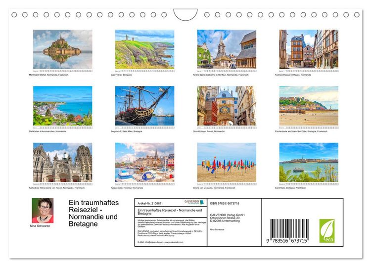 Produktbild: Ein traumhaftes Reiseziel - Normandie und Bretagne (Wandkalender 2026 DIN A4 quer), CALVENDO Monatskalender