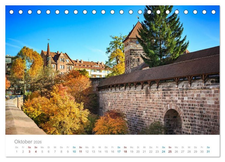 Produktbild: N&uuml;rnberg - Stadt der Br&uuml;cken und Geschichte (Tischkalender 2026 DIN A5 quer), CALVENDO Monatskalender