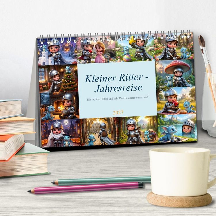 Produktbild: Kleiner Ritter - Jahresreise (Tischkalender 2027 DIN A5 quer), CALVENDO Monatskalender
