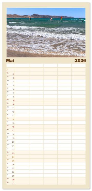 Produktbild: Familienplaner 2026 - Fuerteventura - W&uuml;stenzauber und Meeresrauschen mit 5 Spalten (Wandkalender, 21 x 45 cm) CALVENDO