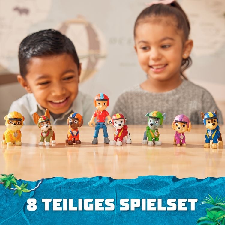 Produktbild: PAW Patrol Jungle Pups &ndash; Spielfiguren-Geschenkset mit 7 Hundefiguren und 1 Ryderfigur zum Sammeln, ab 3 Jahren