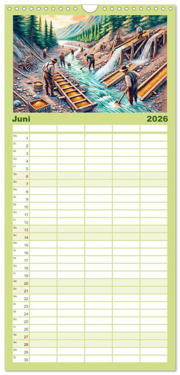 Produktbild: Familienplaner 2026 - Auf den Spuren des Goldes - Vom Goldrausch am Yukon River mit 5 Spalten (Wandkalender, 21 x 45 cm) CALVENDO