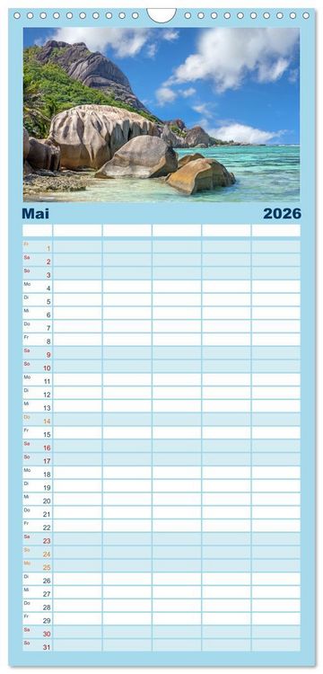 Produktbild: Familienplaner 2026 - Seychellen - Trauminseln im Indischen Ozean mit 5 Spalten (Wandkalender, 21 x 45 cm) CALVENDO