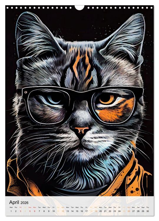 Produktbild: Hipster Cats (Wall Calendar 2026 DIN A3 portrait), CALVENDO 12 Month Wall Calendar