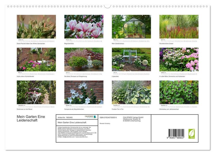 Produktbild: Mein Garten Eine Leidenschaft (hochwertiger Premium Wandkalender 2026 DIN A2 quer), Kunstdruck in Hochglanz