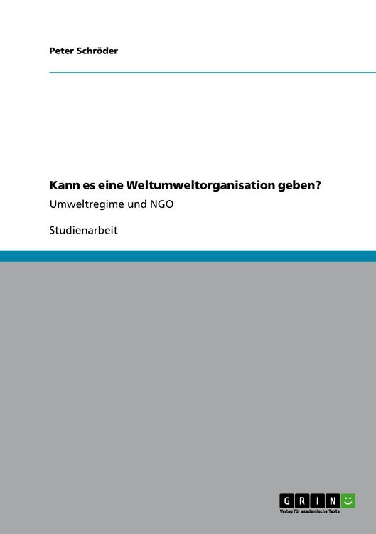 Produktbild: Kann es eine Weltumweltorganisation geben?
