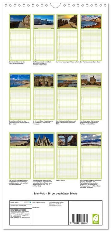 Produktbild: Familienplaner 2026 - Saint-Malo - Ein gut gesch&uuml;tzter Schatz mit 5 Spalten (Wandkalender, 21 x 45 cm) CALVENDO
