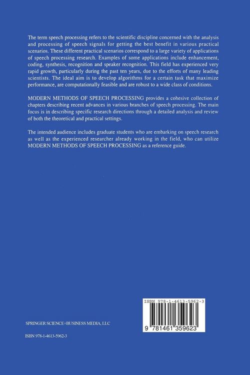 Produktbild: Modern Methods of Speech Processing