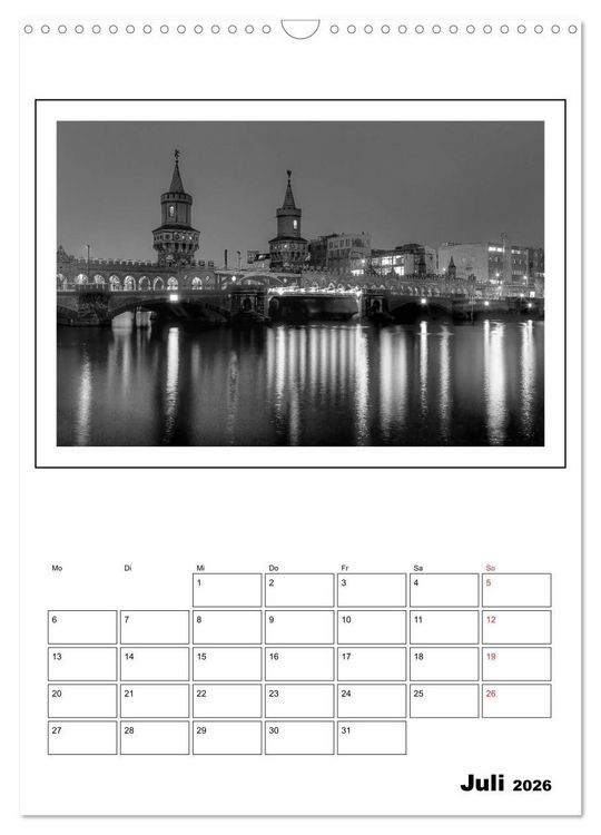Produktbild: Berlin black & white (Wandkalender 2026 DIN A3 hoch), CALVENDO Monatskalender