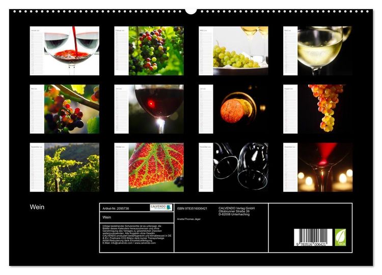Produktbild: Wein (hochwertiger Premium Wandkalender 2026 DIN A2 quer), Kunstdruck in Hochglanz