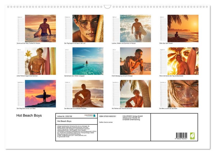 Produktbild: Hot Beach Boys (Wandkalender 2027 DIN A2 quer), CALVENDO Monatskalender