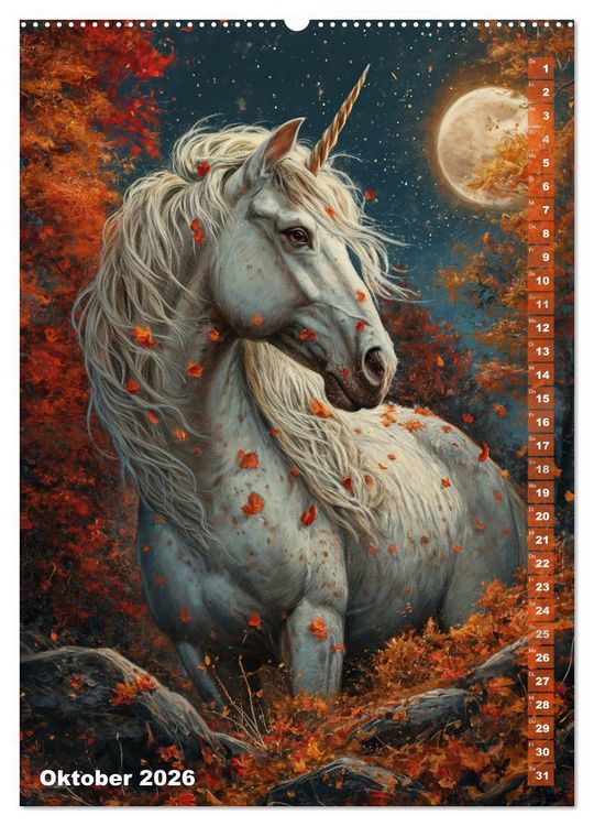Produktbild: M&auml;rchenhafte Einhornreise - Ein Jahr voller Magie (hochwertiger Premium Wandkalender 2026 DIN A2 hoch), Kunstdruck in Hochglanz