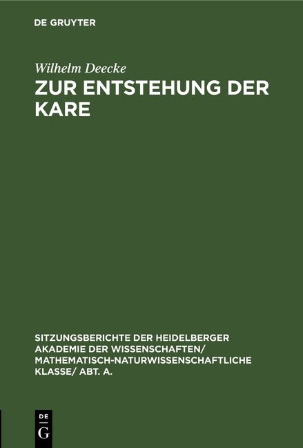 Produktbild: Zur Entstehung der Kare