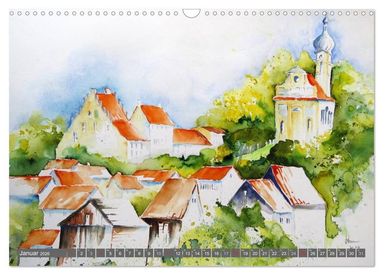 Produktbild: Murnau und das Blaue Land - Aquarelle und Fotografien (Wandkalender 2026 DIN A3 quer), CALVENDO Monatskalender