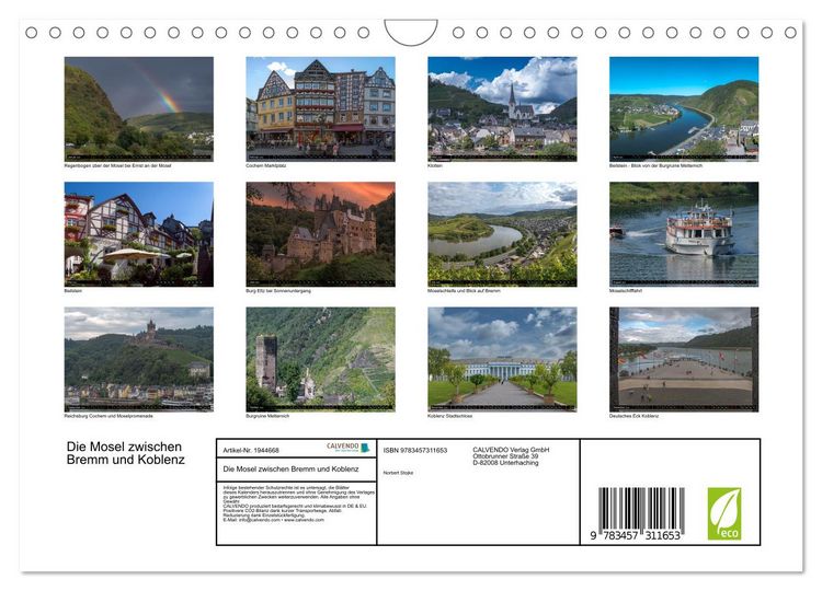 Produktbild: Die Mosel zwischen Bremm und Koblenz (Wandkalender 2026 DIN A4 quer), CALVENDO Monatskalender