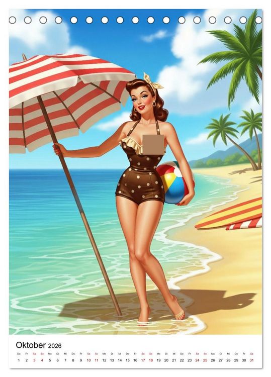 Produktbild: Charme & Kurven: Die Pin-ups der Golden 50s (Tischkalender 2026 DIN A5 hoch), CALVENDO Monatskalender