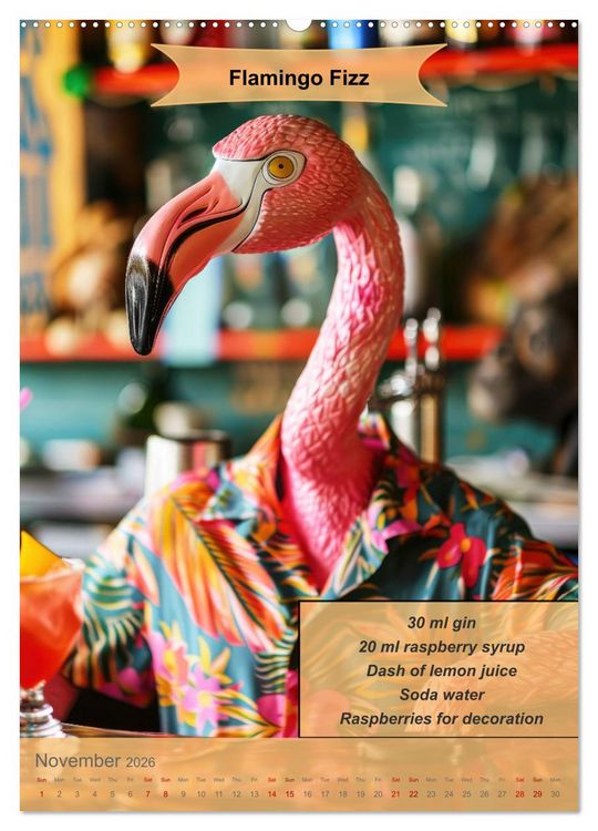 Produktbild: Animal cocktail creations for bartenders (High Quality Premium Wall Calendar 2026 DIN A2 portrait),CALVENDO 12 Month Wall Calendar
