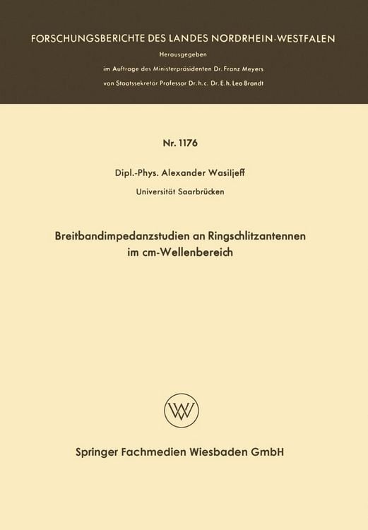 Produktbild: Breitbandimpedanzstudien an Ringschlitzantennen im cm-Wellenbereich