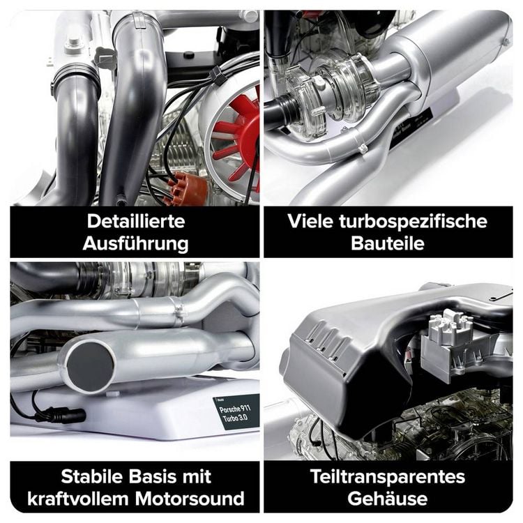 Produktbild: FRANZIS 67250 - Porsche 911 Turbomotor, originalgetreuer Motorbausatz im Ma&szlig;stab 1:3, inkl. Soundmodul, Anleitung und 90-seitigem Begleitbuch