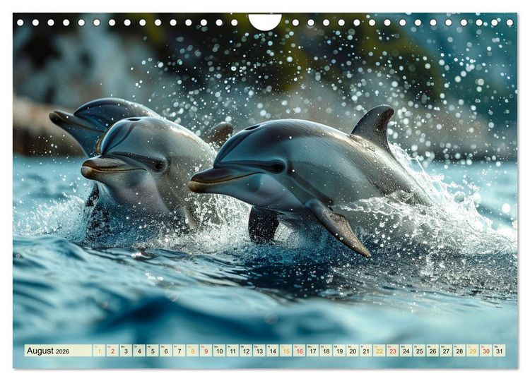 Produktbild: Delfine - schlaue J&auml;ger (Wandkalender 2026 DIN A4 quer), CALVENDO Monatskalender