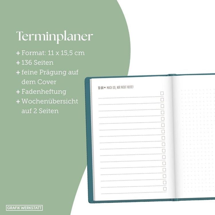 Produktbild: Terminplaner Lederlook 2027 Petrol