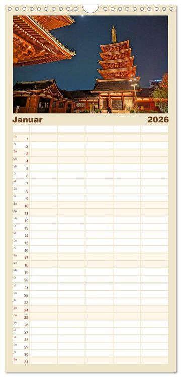 Produktbild: Familienplaner 2026 - Japan entdecken Tokio, Osaka & mehr mit 5 Spalten (Wandkalender, 21 x 45 cm) CALVENDO