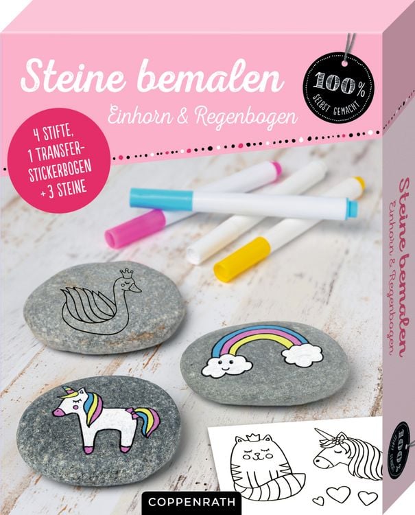Produktbild: Steine bemalen - Einhorn & Regenbogen (100% s.g.)