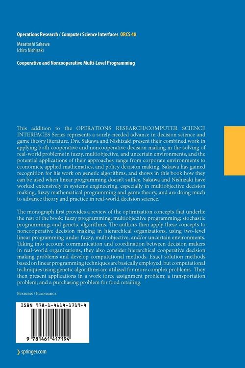 Produktbild: Cooperative and Noncooperative Multi-Level Programming