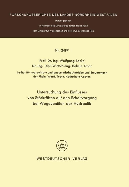 Produktbild: Untersuchung des Einflusses von St&ouml;rkr&auml;ften auf den Schaltvorgang bei Wegeventilen der Hydraulik